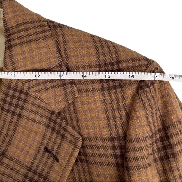Vintage Aquascutum Brown Virgin Wool plaid Check Sport Coat Blazer Men’s 42R - Picture 7 of 10